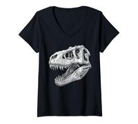 Femme Tyrannosaurus Rex Skull Fossil Dinosaure Anatomie T-Shirt avec Col en V