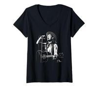 Femme U2 Bono Chante en Concert au Birmingham NEC 1987 T-Shirt avec Col en V