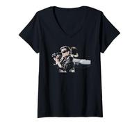 Femme U2 Live in Cardiff for Zoo TV Tour Bono avec caméscope T-Shirt avec Col en V