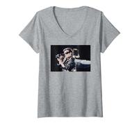 Femme U2 Live in Cardiff Zoo TV Tour Bono avec caméscope T-Shirt avec Col en V