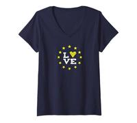 Femme UE Love Europa Bruxelles parlement démocratie étoiles Jaunes T-Shirt avec Col en V