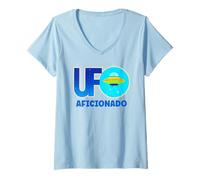 Femme UFO Aficionado Soucoupe Volante rétro T-Shirt avec Col en V