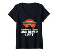 Femme UFO Arizona Desert Abduction Coucher de Soleil T-Shirt avec Col en V