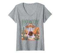 Femme UFO Howdy Desert Turkey T-Shirt avec Col en V