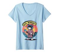 Femme Ugh Mondays Funny Cat Coffee Lovers Employees Students Humor T-Shirt avec Col en V