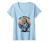 Femme Ugh Mondays Funny Sloth Coffee Lovers Employees Students T-Shirt avec Col en V