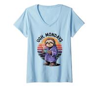 Femme Ugh Mondays Funny Sloth Coffee Lovers Employees Students T-Shirt avec Col en V