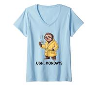 Femme Ugh Mondays Funny Sloth Coffee Lovers Employees Students T-Shirt avec Col en V