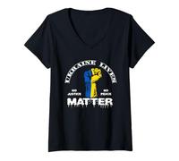 Femme Ukraine Lives Matter Justice Peace Love Support Ukrainien T-Shirt avec Col en V