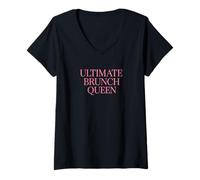 Femme Ultimate Brunch Queen Tee - Brunch Squad T-Shirt avec Col en V