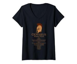 Femme Ulysse World Tour - Mythlogie épique de la Grèce Antique T-Shirt avec Col en V