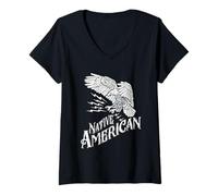 Femme Un aigle avec des éclairs d'oiseau légendaire amérindien T-Shirt avec Col en V