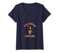 Femme Un Amateur de crème glacée rêve d'être obsédé par Un passionné de Desserts Amusants T-Shirt avec Col en V