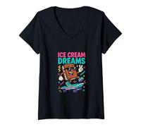 Femme Un Amateur de crème glacée rêve d'être obsédé par Un passionné de Desserts Amusants T-Shirt avec Col en V