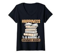 Femme Un Amateur de Livres bannis lisant Un Livre Banni Puzzle Reader T-Shirt avec Col en V