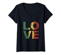 Femme Un Amour Jamaïcain Rasta Reggae T-Shirt avec Col en V