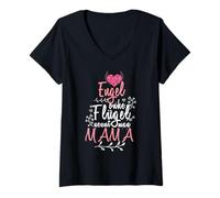 Femme Un Ange sans Ailes s'appelle Maman et Dit Amour T-Shirt avec Col en V