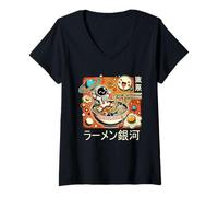 Femme Un Astronaute Mange des Ramen spatiaux pour Hommes, Femmes et Enfants T-Shirt avec Col en V