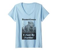Femme Un bébé drôle, Capybara, pète Parfois, Je suis Juste Un mème T-Shirt avec Col en V