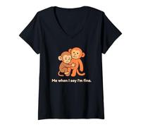 Femme Un bébé Singe Triste me Donne Un Coup de Poing Quand Je dis Que Je Vais Bien T-Shirt avec Col en V