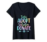 Femme Un bénévole de Foster Adopt Fait Un Don de Teinture pour Chien Pet Puppy Rescue T-Shirt avec Col en V