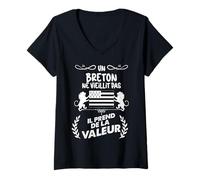 Femme Un Breton Ne Vieillit Pas Humour Homme Bretagne Fierté T-Shirt avec Col en V