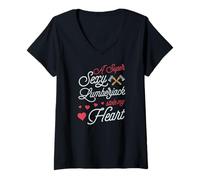Femme Un bûcheron Super Sexy a volé Mon cœur pour la Saint-Valentin T-Shirt avec Col en V