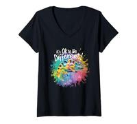 Femme Un caméléon sensibilisé à l'Autisme, C'est Normal d'être différent T-Shirt avec Col en V