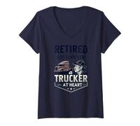 Femme Un Camionneur à la Retraite mais Toujours dans l'âme Un Chauffeur de Camion Prend sa Retraite T-Shirt avec Col en V