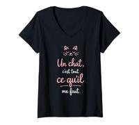 Femme Un Chat C'est Tout ce qu'il me Faut T-Shirt avec Col en V