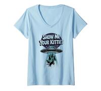 Femme Un Chat drôle, montrez-Moi Vos Chatons, enlèvement de Papa, Meme Pawsitive T-Shirt avec Col en V