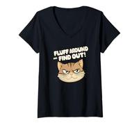 Femme Un Chat en colère Peluche Autour et découvre Give Me Food Fun T-Shirt avec Col en V