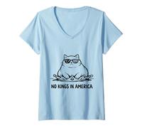 Femme Un Chat obèse manifeste Contre « No Kings in America » T-Shirt avec Col en V