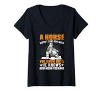 Femme Un Cheval ne se Soucie Pas de ce Que Vous Savez Tant qu'il ne Sait Pas Comment Je suis T-Shirt avec Col en V