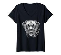 Femme Un Chien Boxeur drôle Qui Fume Une Cigarette Brainrot Meme Dad T-Shirt avec Col en V