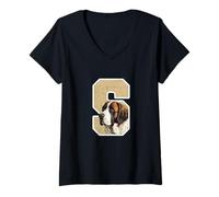 Femme Un Chien de Saint-Bernard à l'intérieur de la Lettre S en Gras Qui Aime Les Chiens T-Shirt avec Col en V