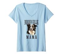 Femme Un chien de troupeau Border Collie Mama d'une mère à un chien Border Collie T-Shirt avec Col en V
