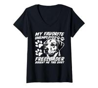 Femme Un Chien drôle, Mon Freeloader au chômage préféré, m'a acheté ça T-Shirt avec Col en V