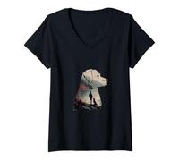 Femme Un Chien rempli d'un Paysage d'Amérique du Nord T-Shirt avec Col en V