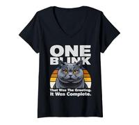 Femme Un clin d'œil, c'était Le Message d'accueil, c'était Complet, Chat T-Shirt avec Col en V