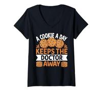 Femme Un cookie par jour éloigne le docteur T-Shirt avec Col en V
