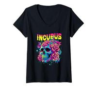 Femme Un Corbeau a quitté Le crâne Le Matin et Un Incubus Fleuri avec Vue sur Halloween T-Shirt avec Col en V