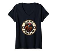 Femme Un Cow-Boy Fait de l'équitation avec Un Dicton Western pour Passer Un Bon Moment T-Shirt avec Col en V