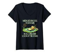 Femme Un Crapaud Quand la Vie Vous renverse, retournez-Vous et Regardez Les étoiles T-Shirt avec Col en V
