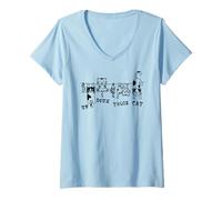 Femme Un Deux Trois Cat, Jeu de Mots Amusant pour Les Amoureux des Chats français T-Shirt avec Col en V