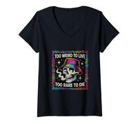 Femme Un Dicton Sarcastique, trop étrange, Vivant trop Rare T-Shirt avec Col en V
