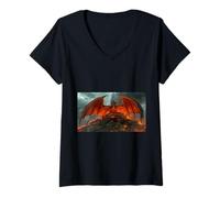 Femme Un Dragon Menace Le Mythe Nordique du Royaume paisible de Beowulf T-Shirt avec Col en V