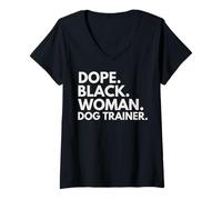 Femme Un dresseur de Chiens Dope Black a encouragé Le Mois de l'histoire des Noirs T-Shirt avec Col en V