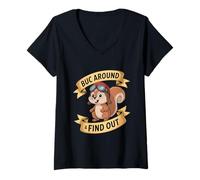 Femme Un écureuil Pilote drôle Fait Le Tour et découvre Le Dicton T-Shirt avec Col en V