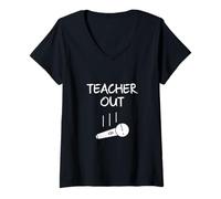Femme Un Enseignant retraité Sort du Micro abandonne sa Retraite à la Fin de l'année Scolaire T-Shirt avec Col en V